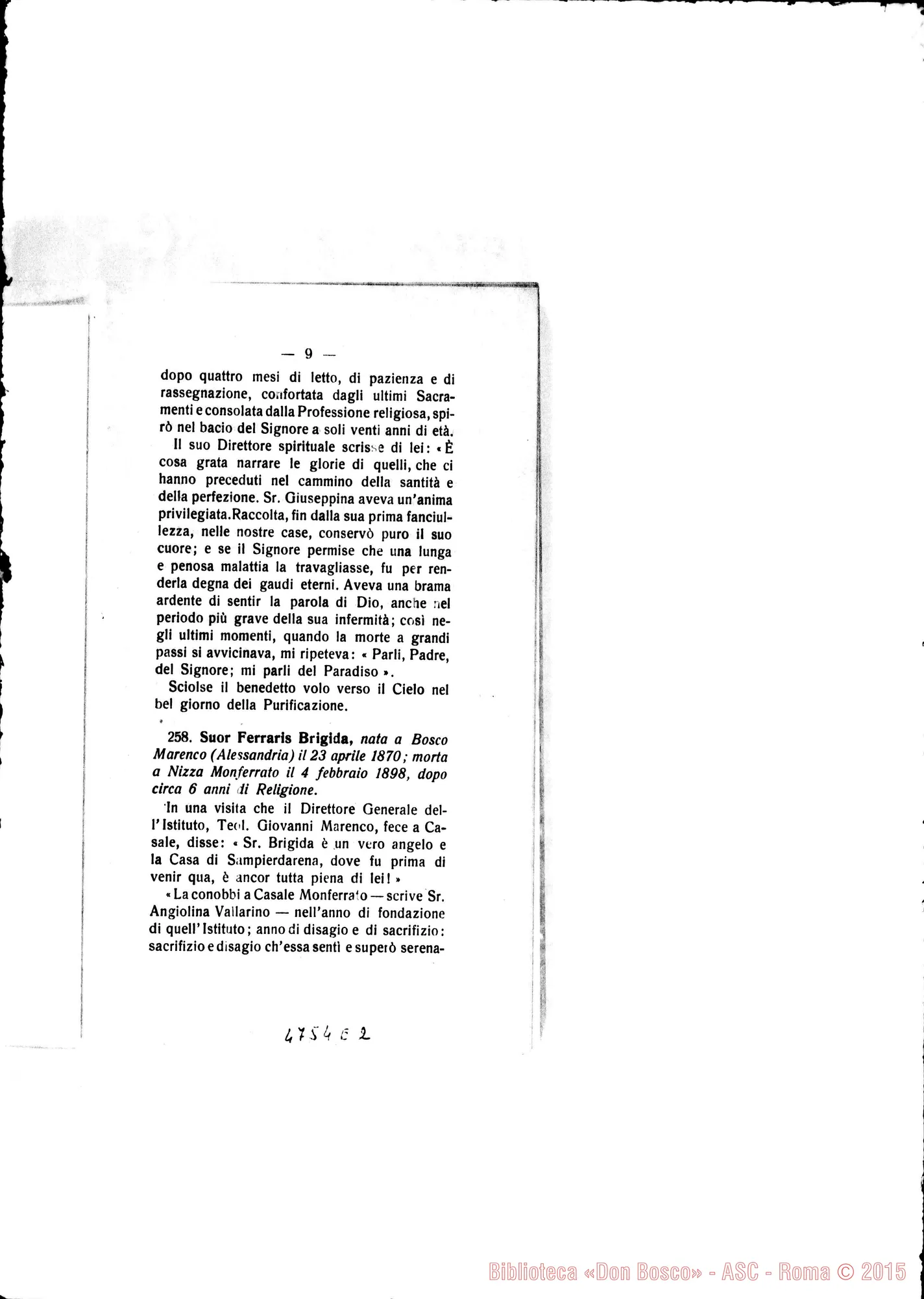 Fotogramma E 2 — Defunte nell’anno 1898 con cenni biografici