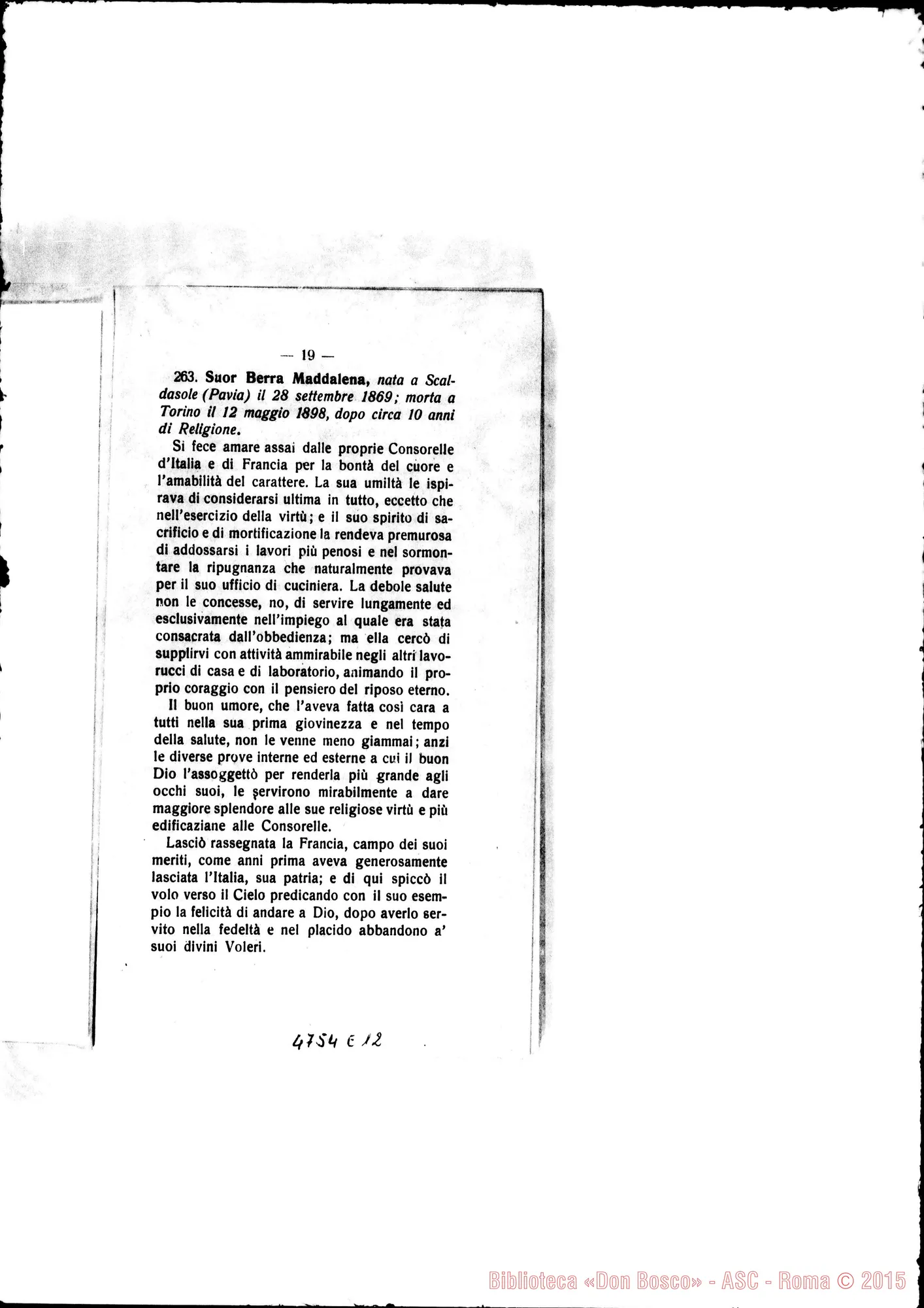 Fotogramma E 12 — Defunte nell’anno 1898 con cenni biografici