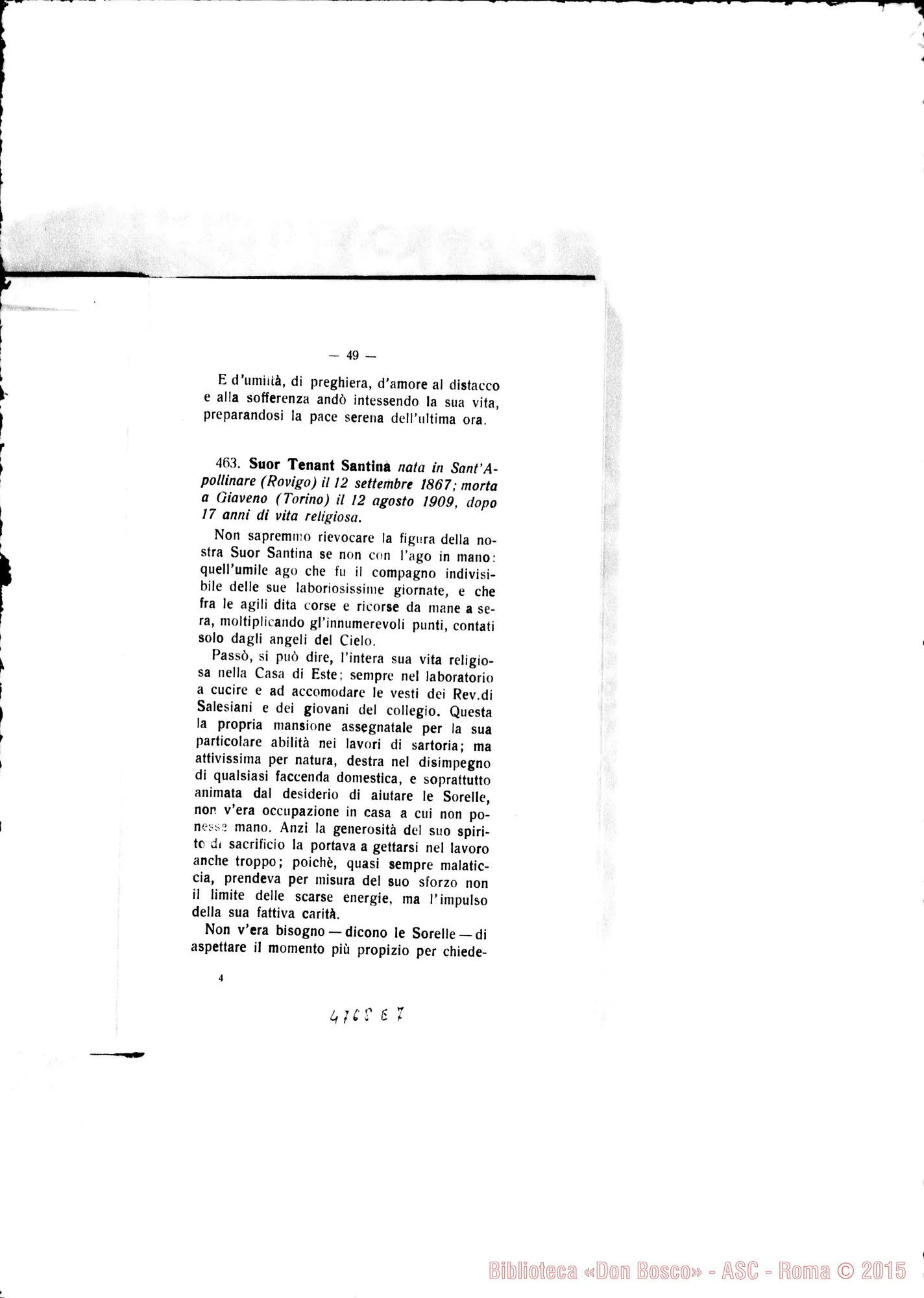 Fotogramma E 7 — Defunte nell’anno 1909 con cenni biografici