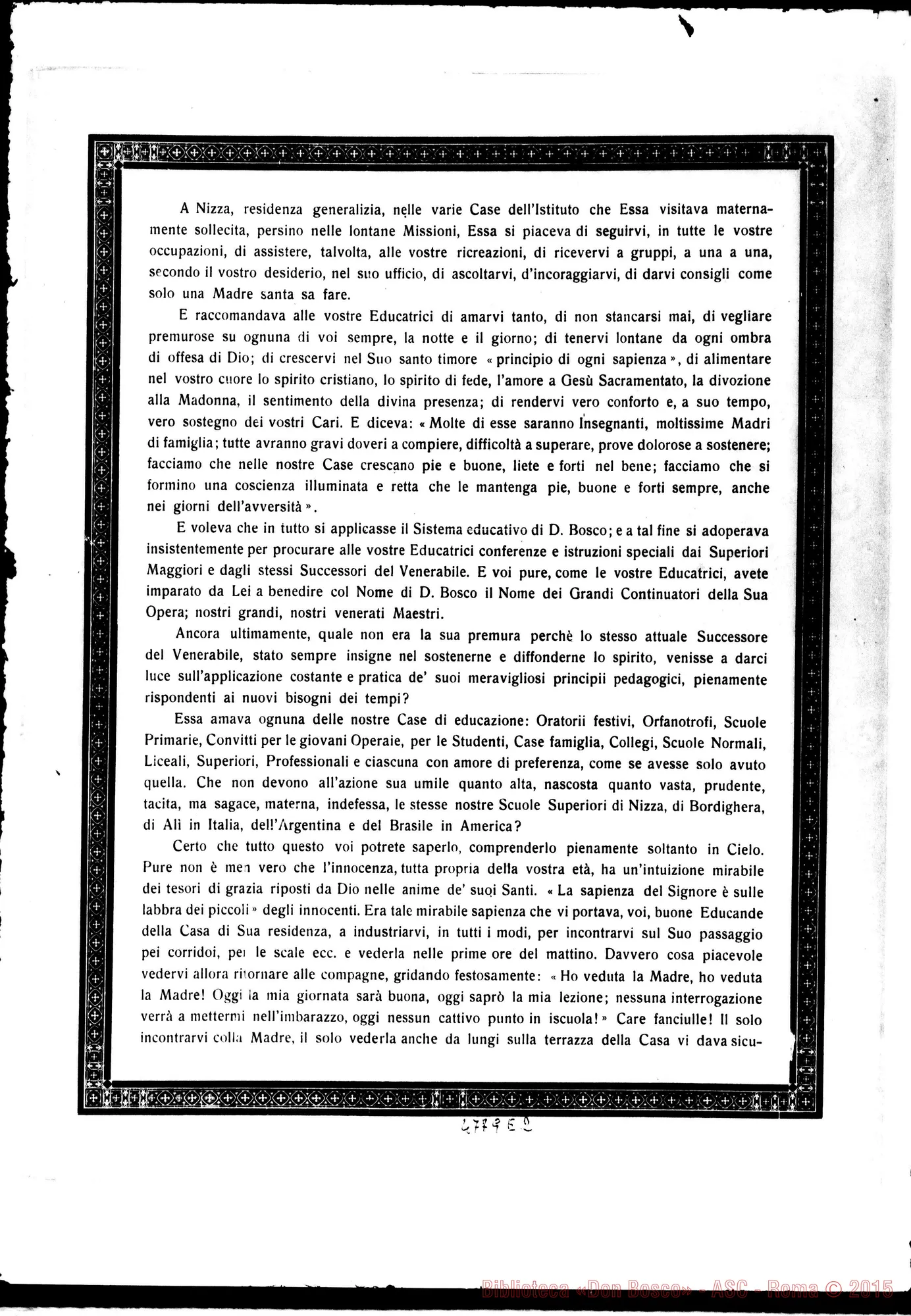 Fotogramma E 2 — Suor Sorbone-Oratoriane, alunne interne ed esterne. Circolare. Nizza Monf., 29-02-1924