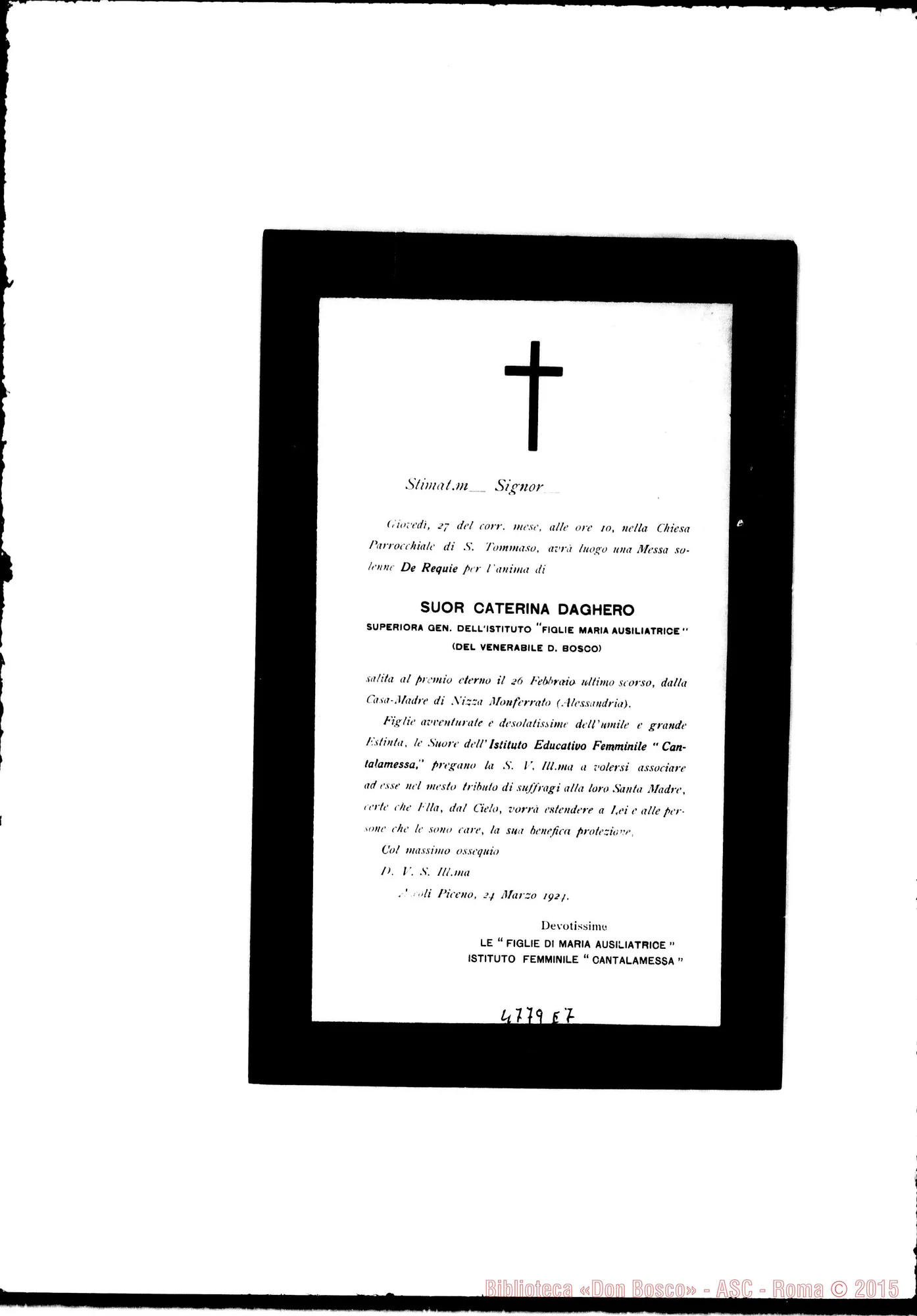 Fotogramma E 7 — Suore di «Cantalamessa»: funerali. Ascoli Piceno, 24-03-1924