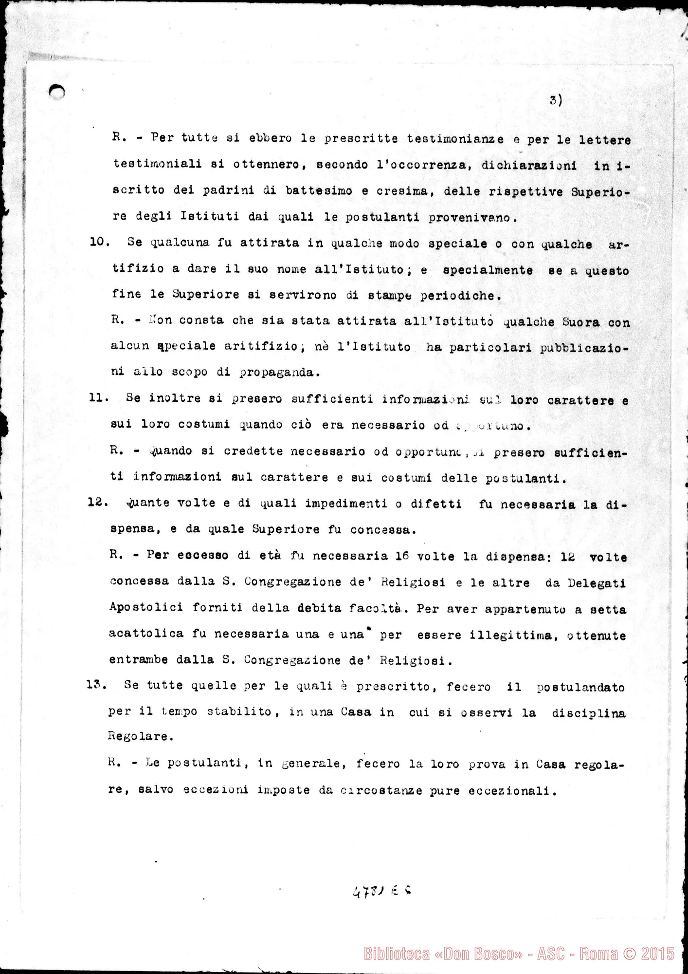 Fotogramma E 6 — Relazione alla Sacra Congr. dei W. E RR.. Nizza Monf., 24-03-1923 Copia dt. con firme del Consiglio Superiore delle Suore