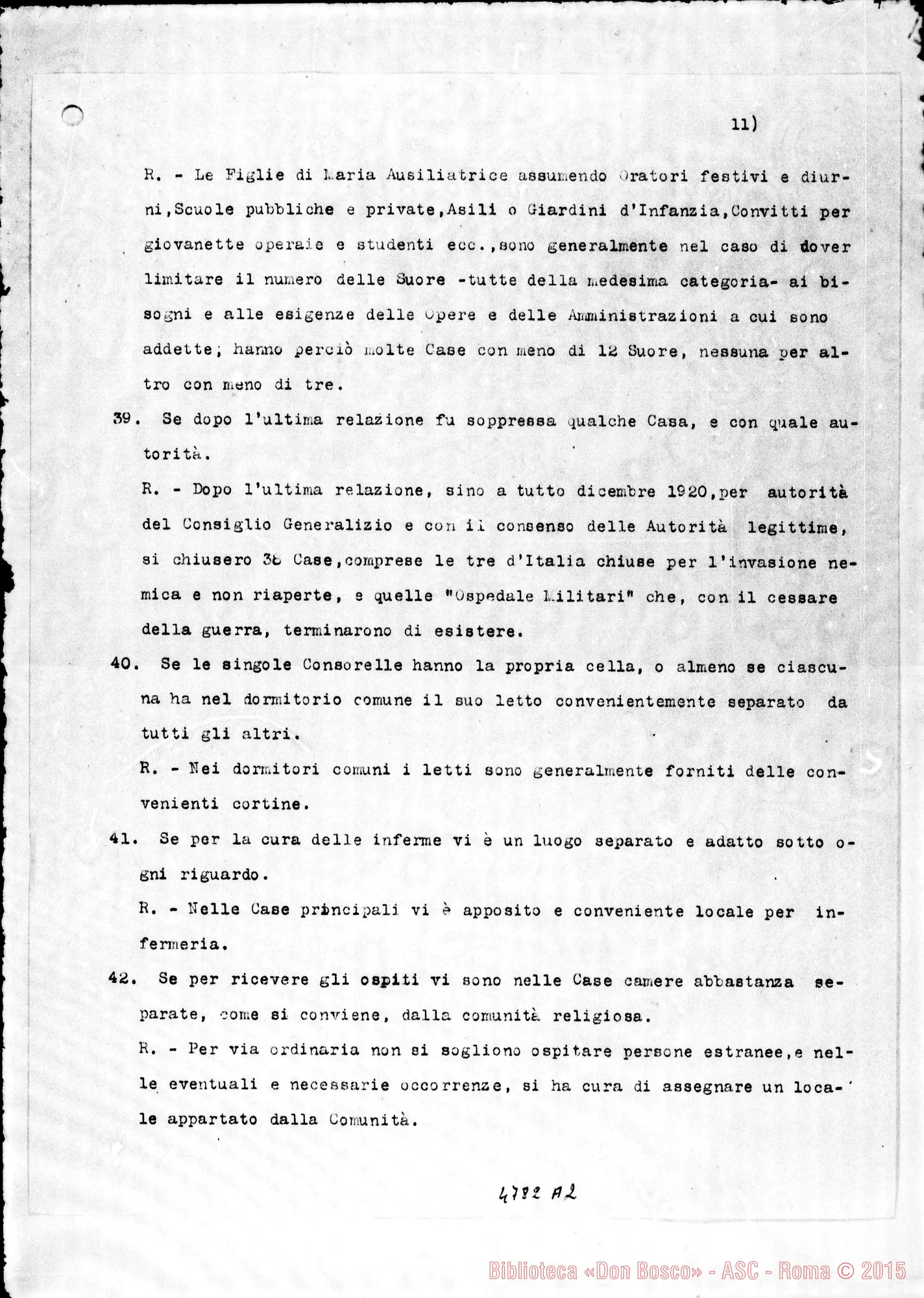 Fotogramma A 2 — Relazione alla Sacra Congr. dei W. E RR.. Nizza Monf., 24-03-1923 Copia dt. con firme del Consiglio Superiore delle Suore