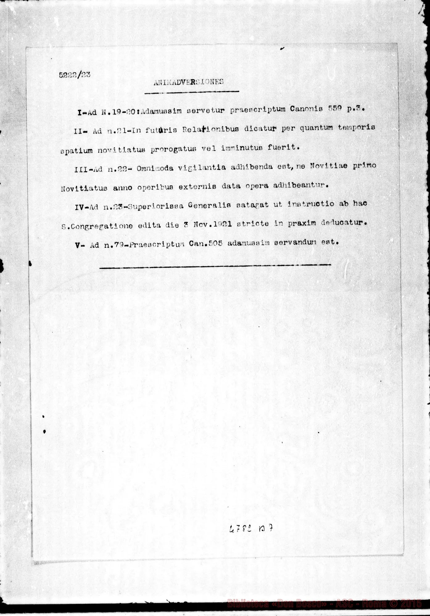 Fotogramma B 7 — Risposta E animadversiones della Sacra Congr.. Roma, 9-07-1923