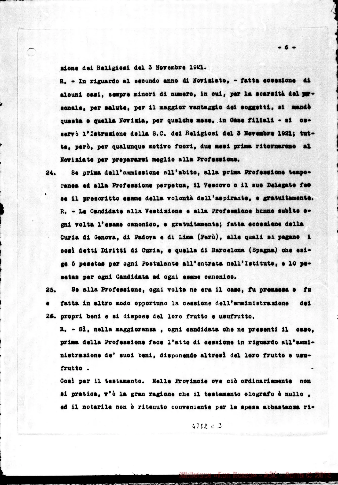 Fotogramma C 3 — Relazione alla Sacra Congr. dei W. E RR.. Nizza Monf., 24-06-1928 Copia dt. con firme del Consiglio Superiore delle Suore