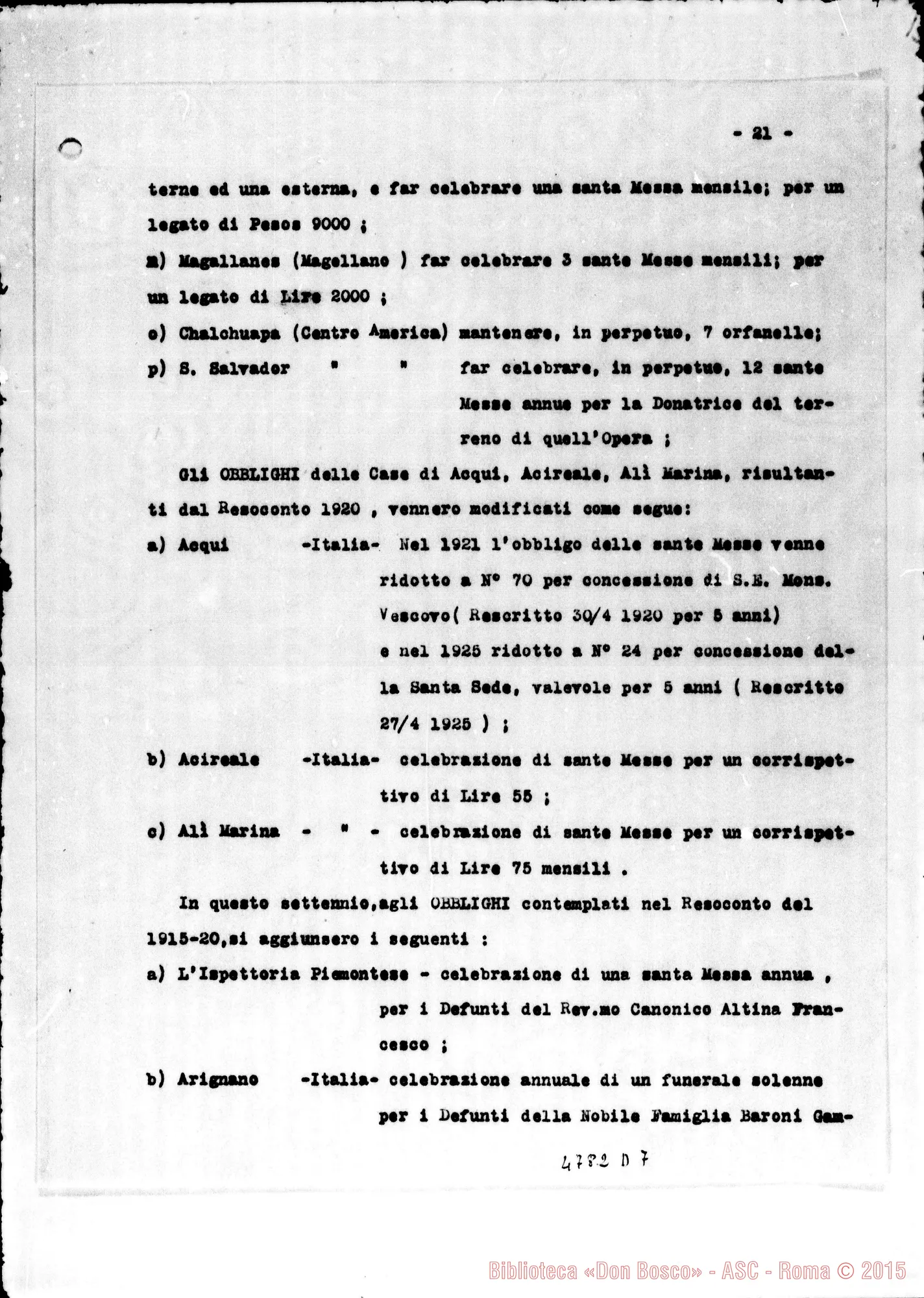 Fotogramma D 7 — Relazione alla Sacra Congr. dei W. E RR.. Nizza Monf., 24-06-1928 Copia dt. con firme del Consiglio Superiore delle Suore