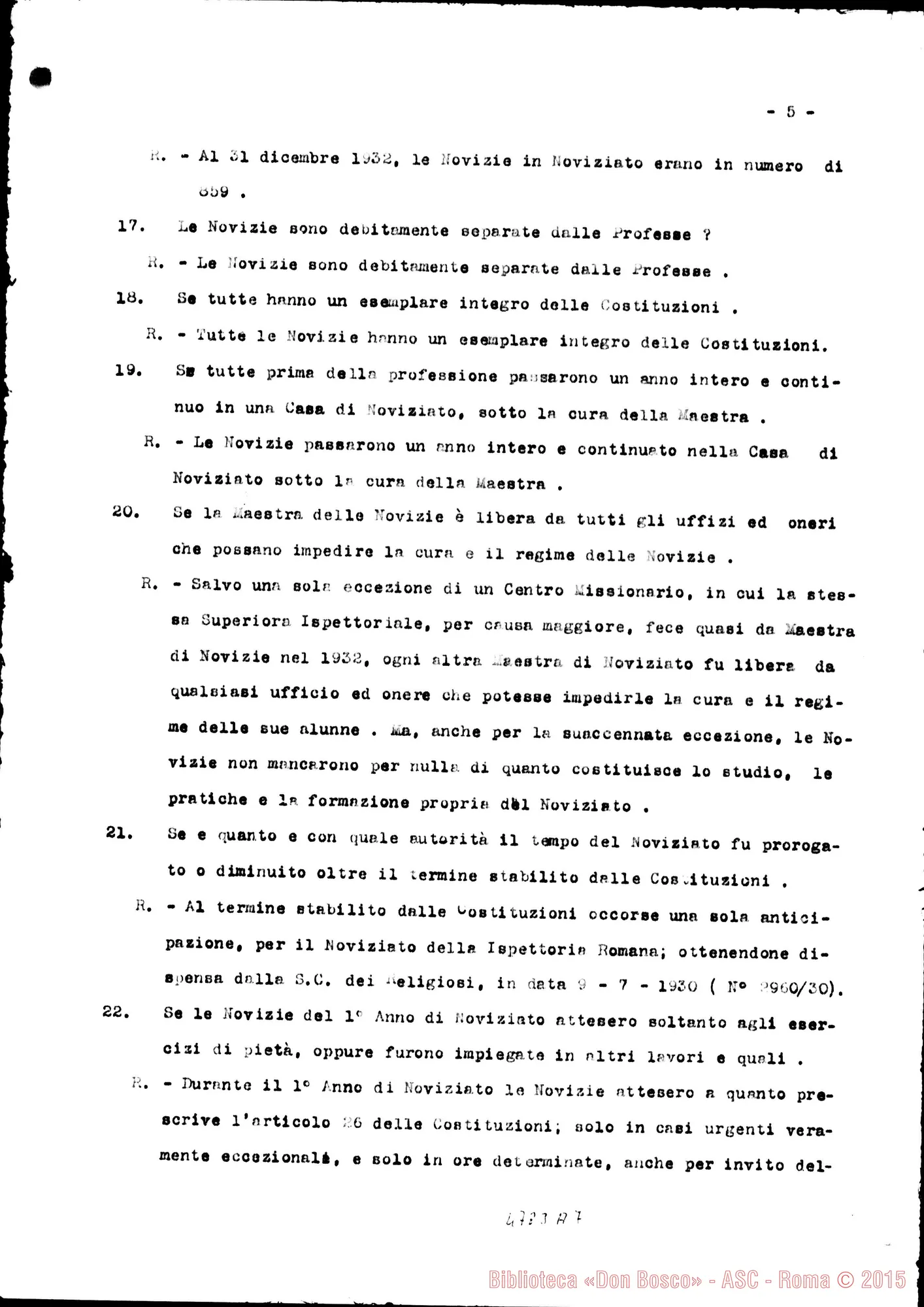Fotogramma A 7 — Relazione alla Sacra Congr. dei W. E RR.. Torino, 24-08-1933. Copia dt. con firme del Consiglio Sup. delle Suore