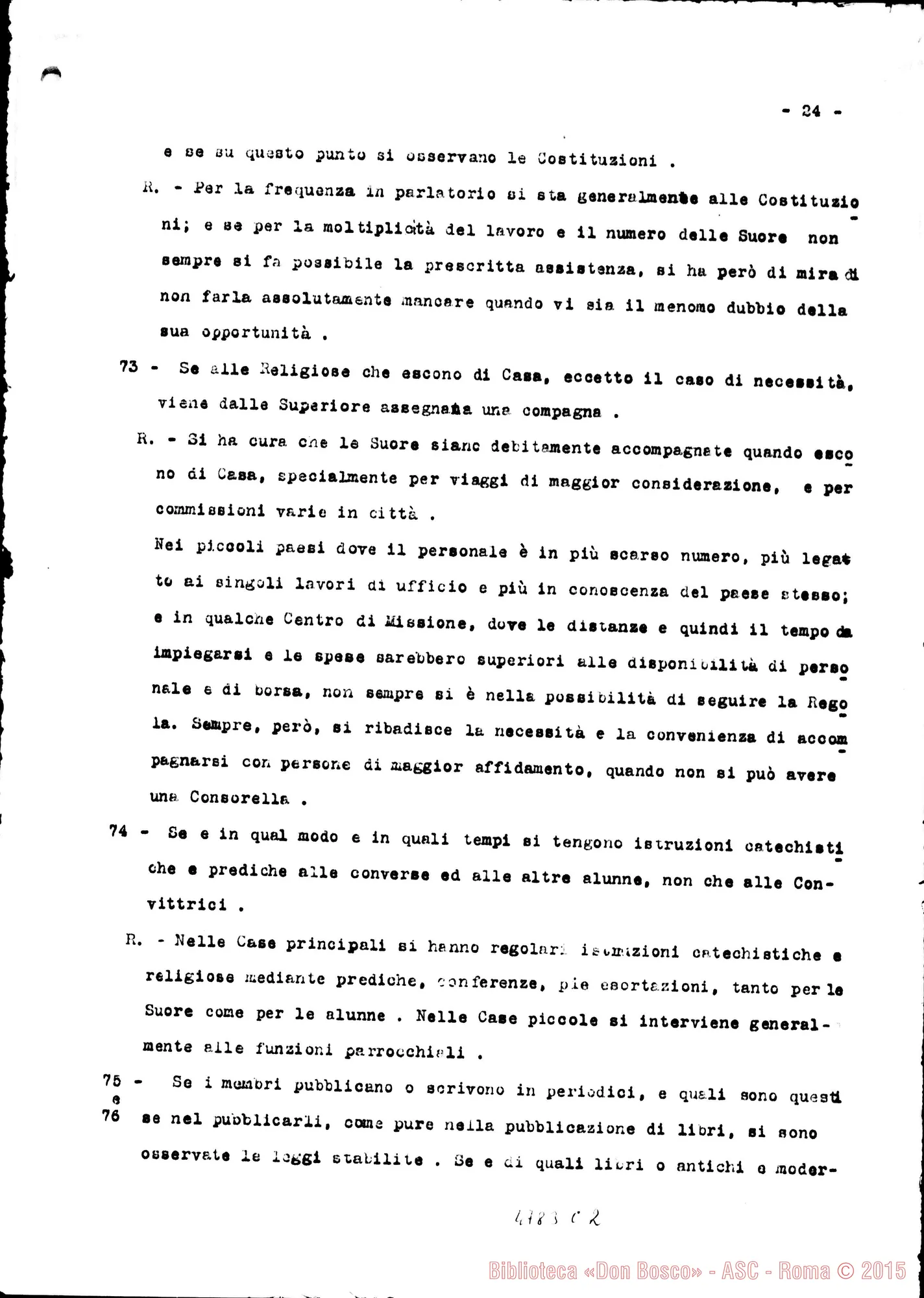 Fotogramma C 2 — Relazione alla Sacra Congr. dei W. E RR.. Torino, 24-08-1933. Copia dt. con firme del Consiglio Sup. delle Suore