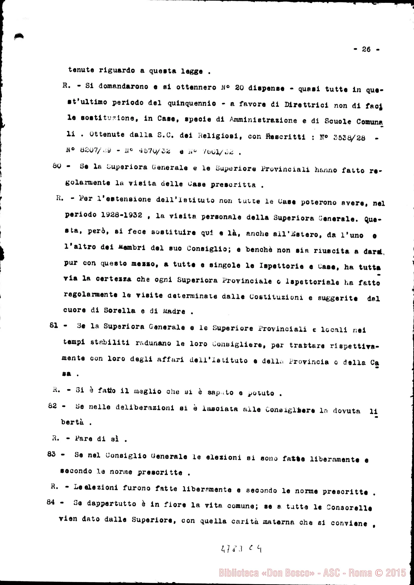 Fotogramma C 4 — Relazione alla Sacra Congr. dei W. E RR.. Torino, 24-08-1933. Copia dt. con firme del Consiglio Sup. delle Suore