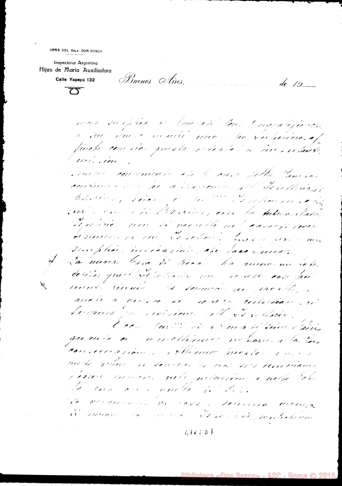Fotogramma D 7 — Capitolo Ispettoriale dell’Argentina: Estratto Verbale della seduta del 29-12-1920. Buenos Aires, 24-12-1920, Sr. Maria Peisino Aggiunta di D. Giuseppe Vespignani, in data 25-12-1920