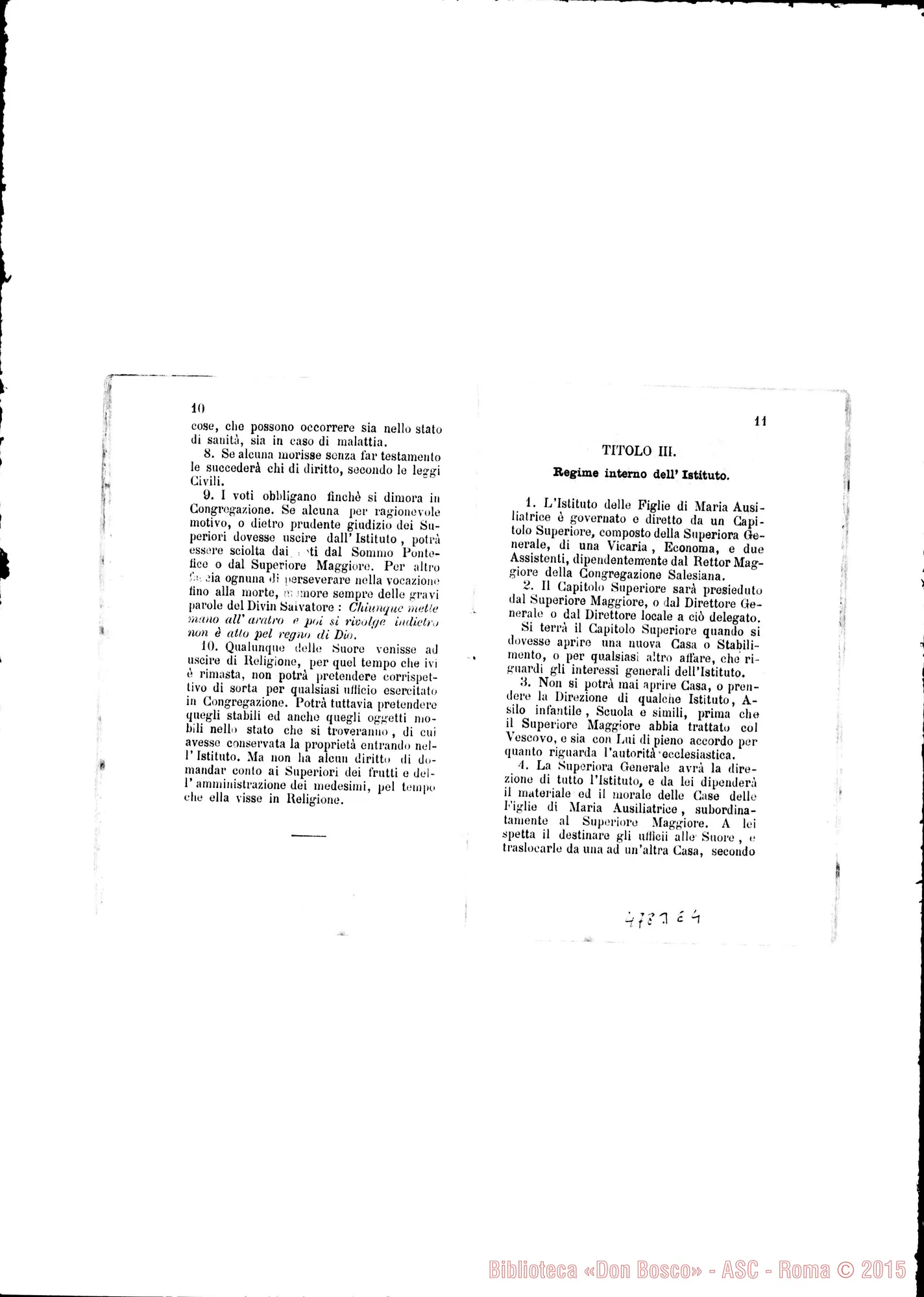 Fotogramma E 4 — Costituzioni: Prima edizione delle Regole. Stampato. Torino, 1878. Lettera di presentazione di D. Bosco. Torino, 8-12-1878