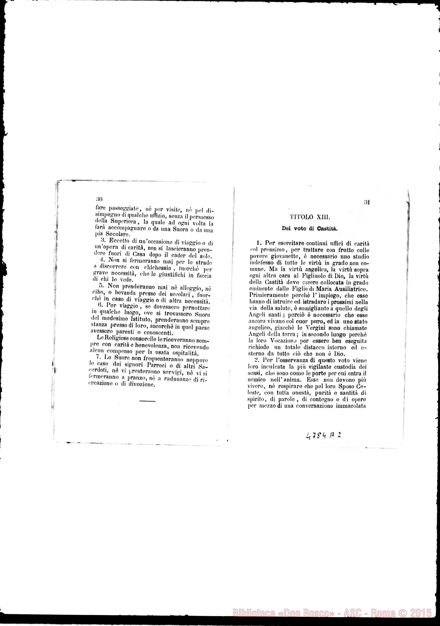 Fotogramma A 2 — Costituzioni: Prima edizione delle Regole. Stampato. Torino, 1878. Lettera di presentazione di D. Bosco. Torino, 8-12-1878