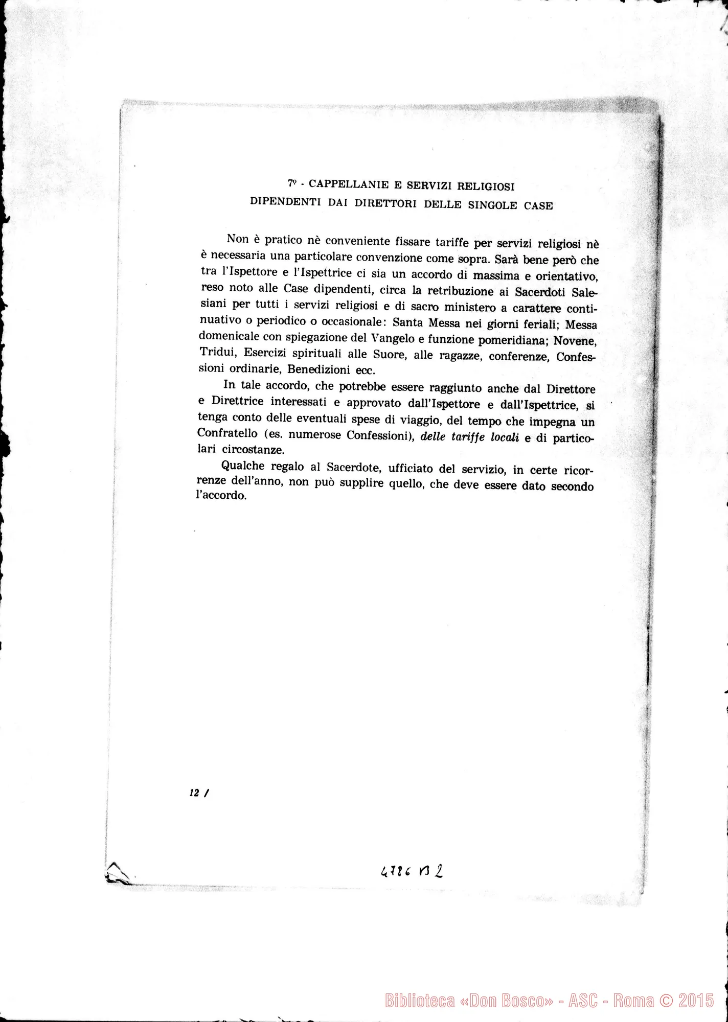 Fotogramma B 2 — Norme concordate tra la Società Salesiana E l’istituto delle F.M.A. per i rapporti di reciproche prestazioni. Stampato