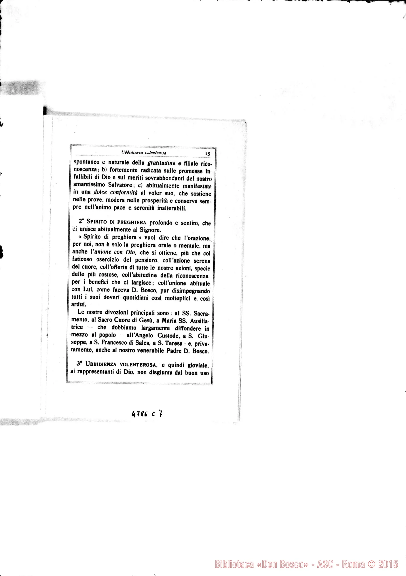 Fotogramma C 7 — Spirito dell’istituto: «Ritratto morale della Figlia di Maria Ausiliatrice» Stampato attribuito A D. Marenco. Torino, 1917 Statistiche: Brevissime notizie del Consiglio E Ispettrici. Ottobre 1937