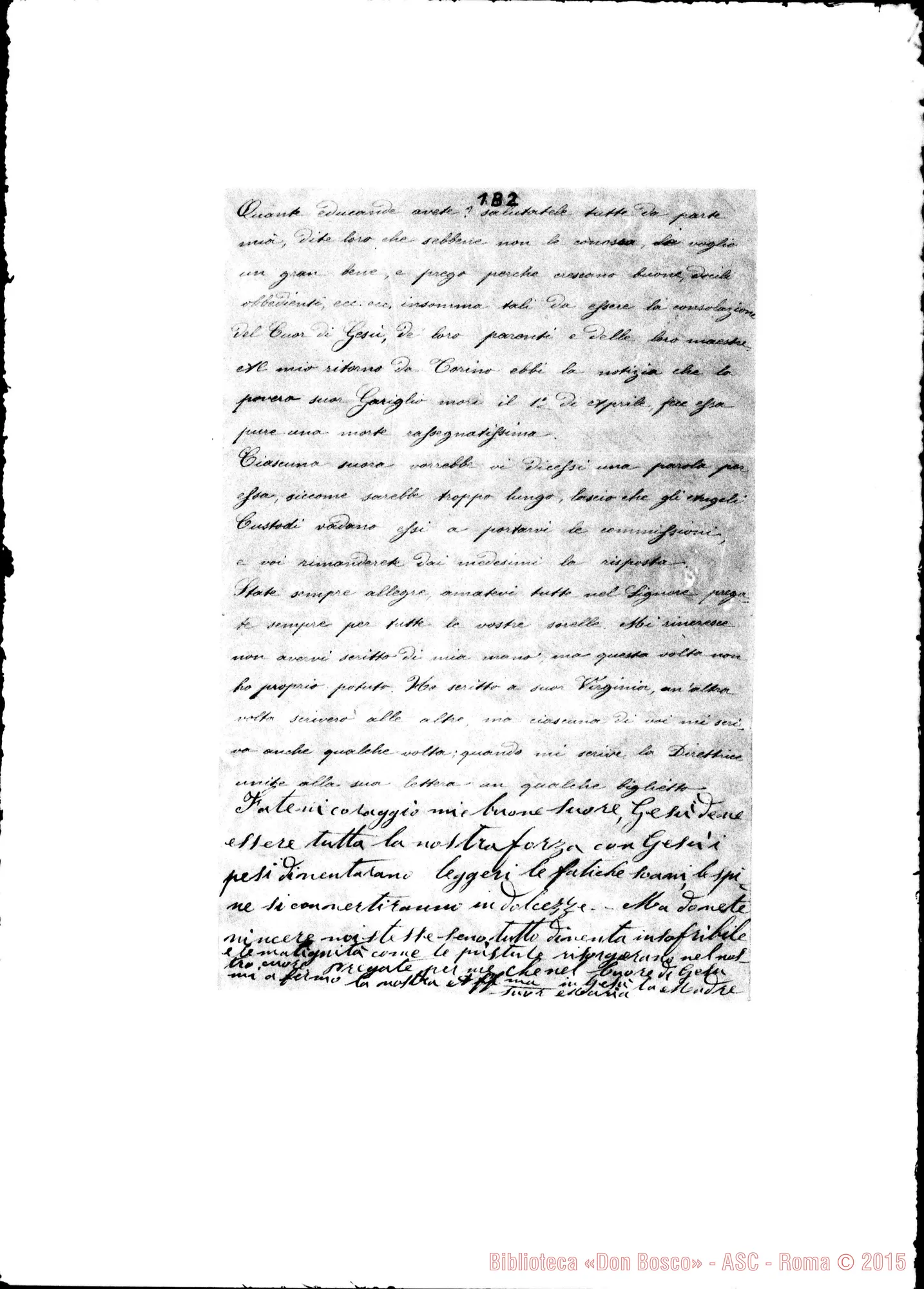 Fotogramma B 2 — Suor A. Vallese E Suore Nizza, 9-04-1879 Postilla autogr.