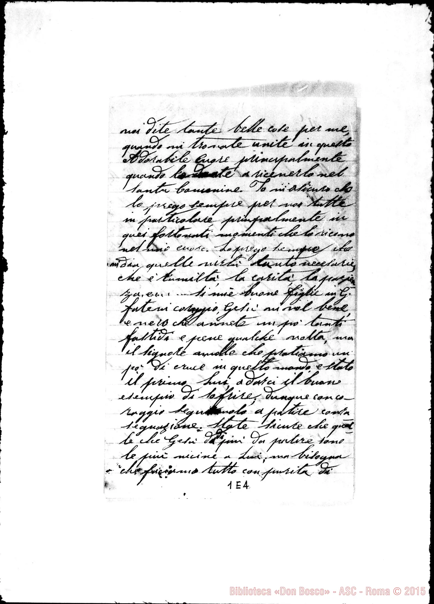 Fotogramma E 4 — Suor Orsola Camisassa Nizza, 24-06-1880 Autografa