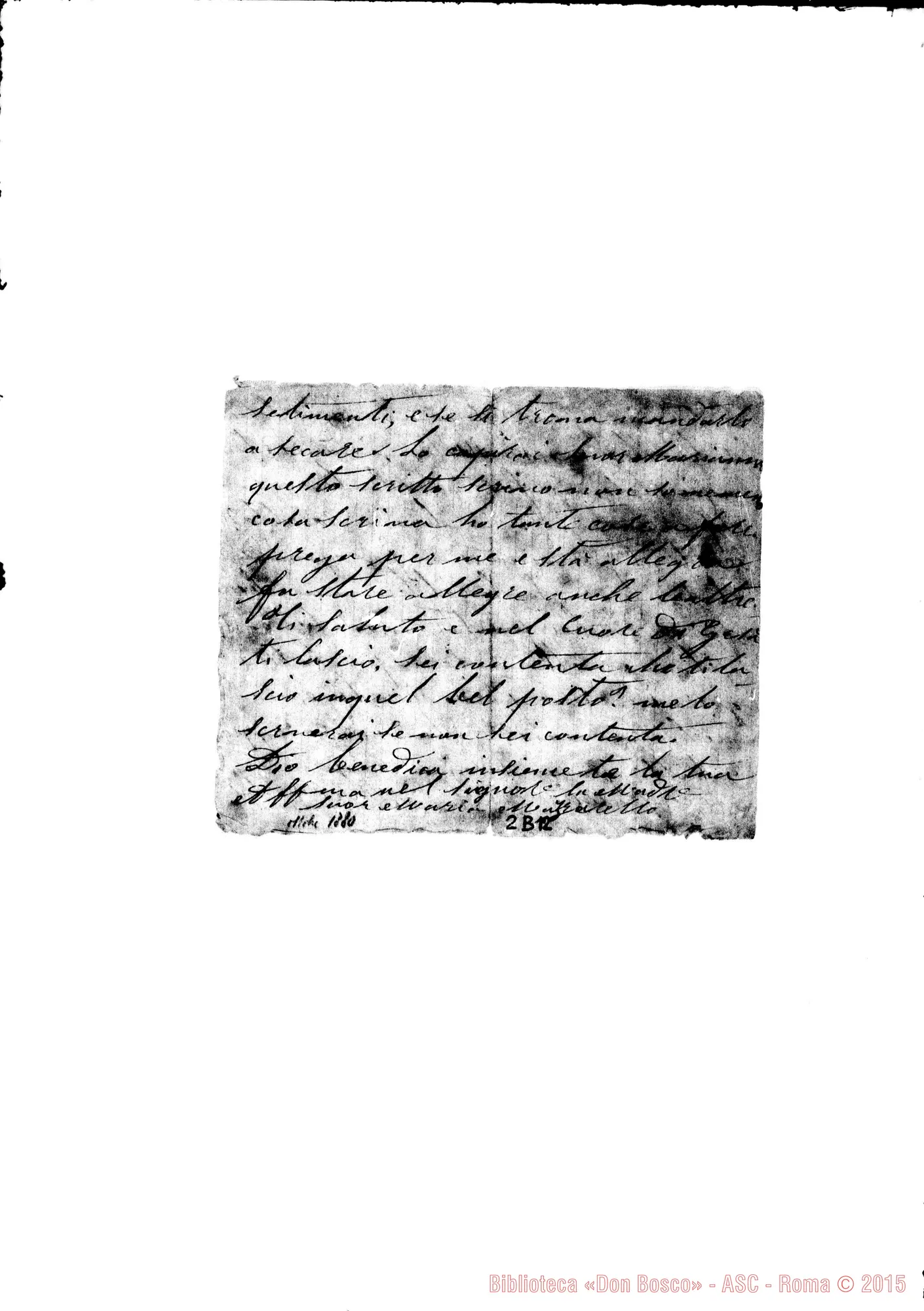 Fotogramma B 12 — Suor Marianna Lorenzale Nizza, 00-11-1880 Autografa