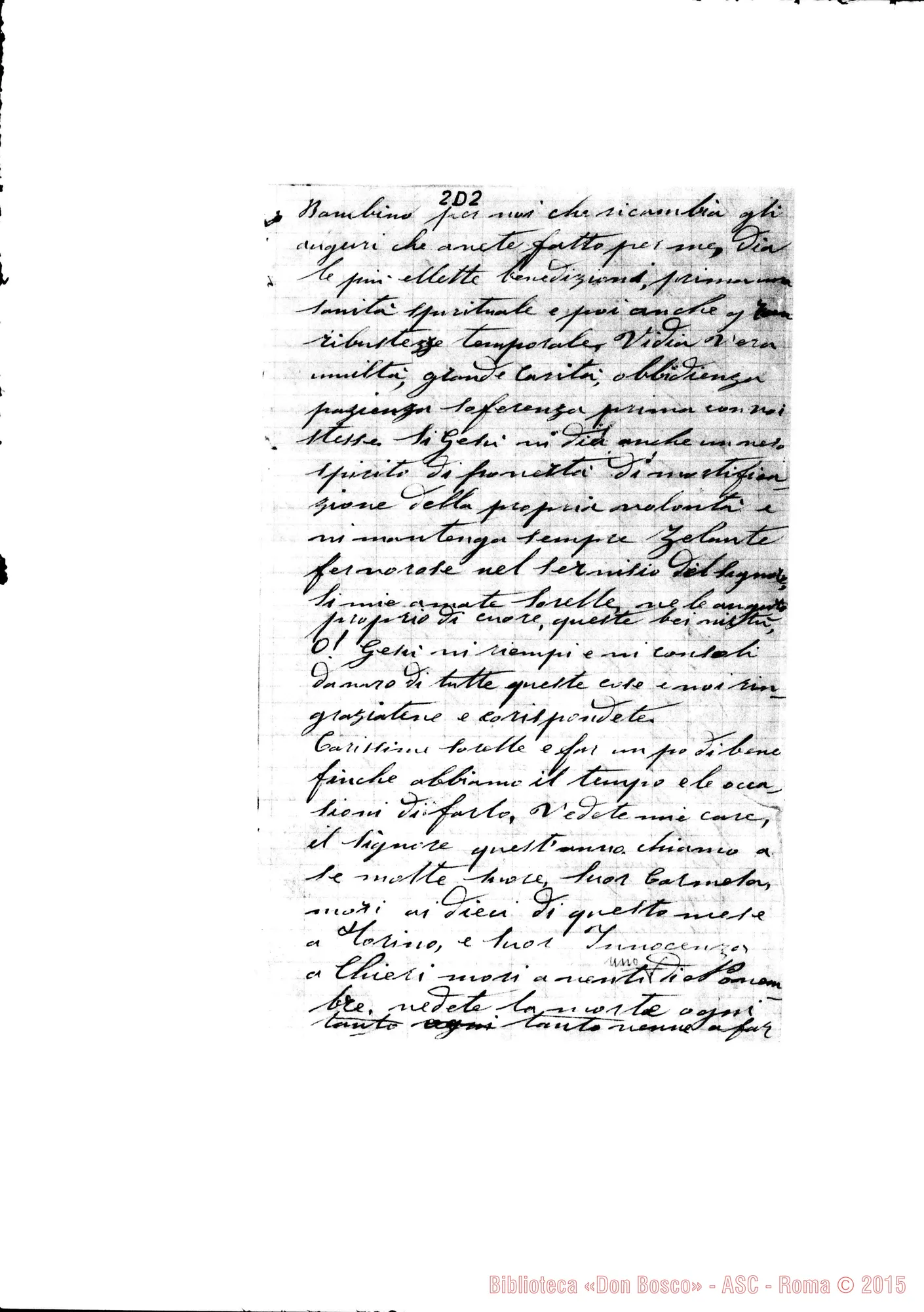 Fotogramma D 2 — Suor Cantù E Suore Nizza, 21-12-1880 Autografa