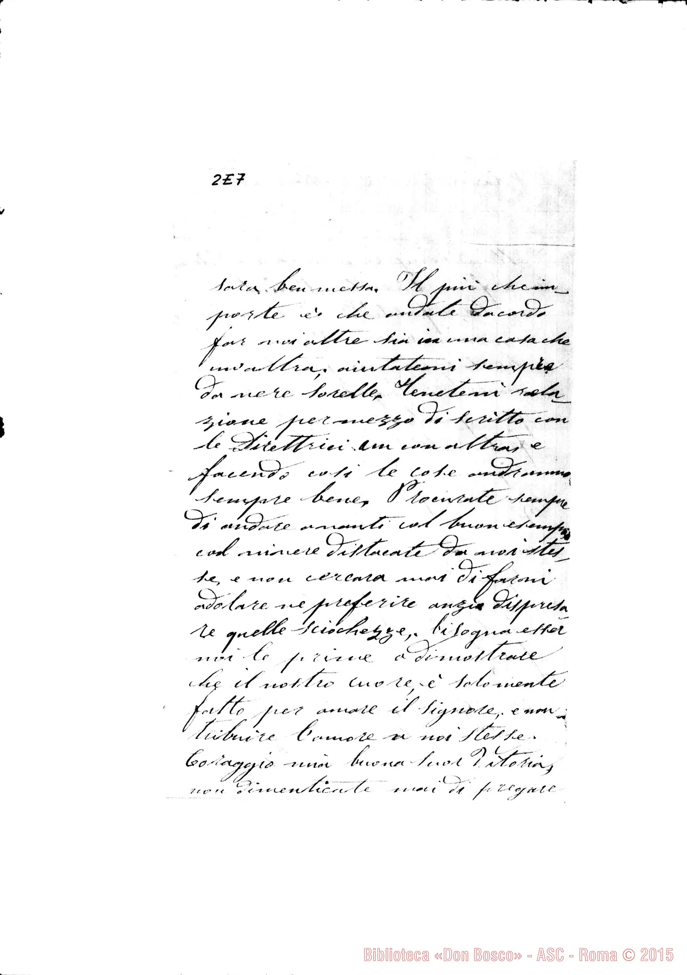 Fotogramma E 7 — Suor Vittoria Cantù Nizza, 00-01-1881 Autografa