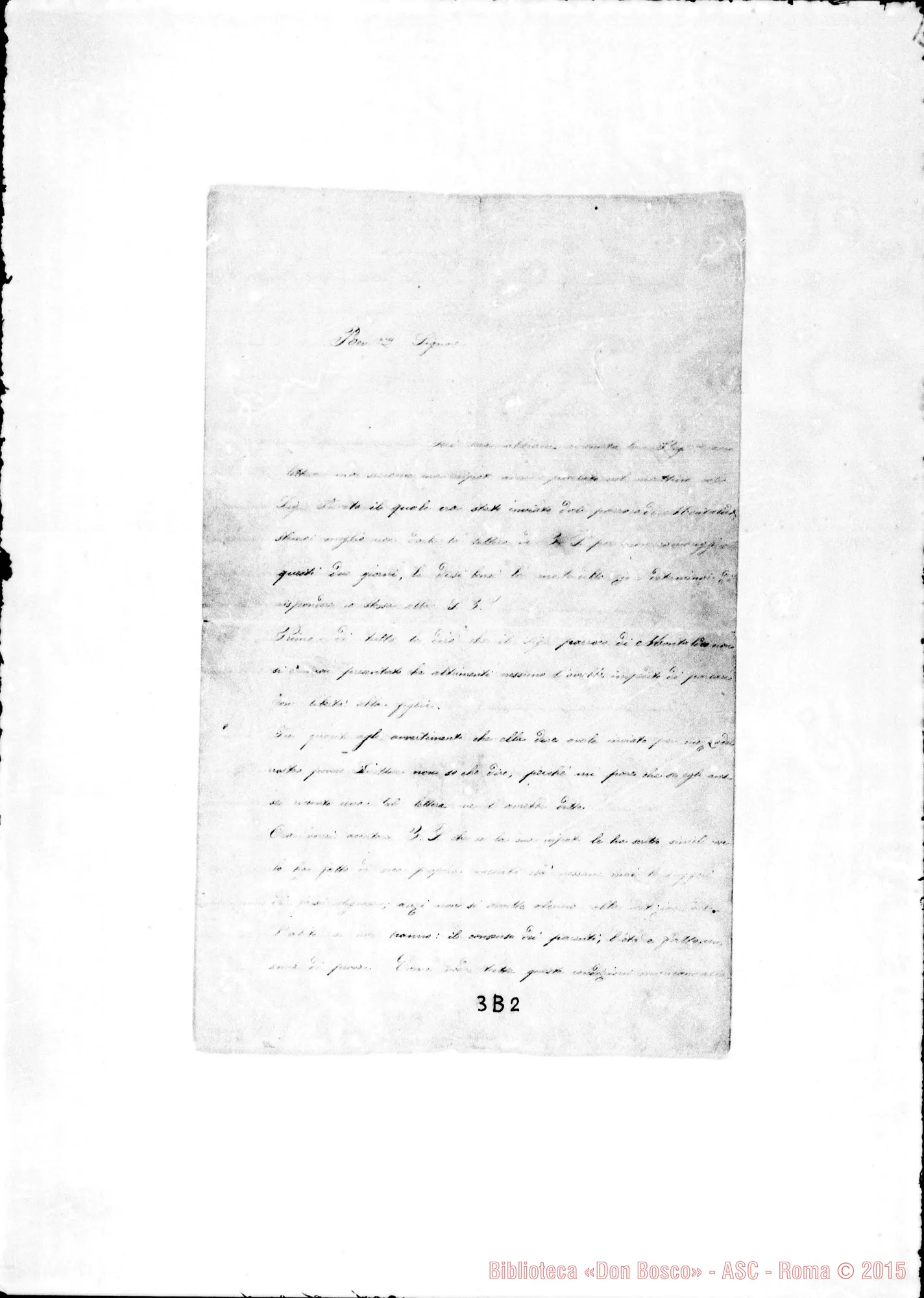 Fotogramma B 2 — Ad un Sacerdote Casa di M.A. 13-06-1874