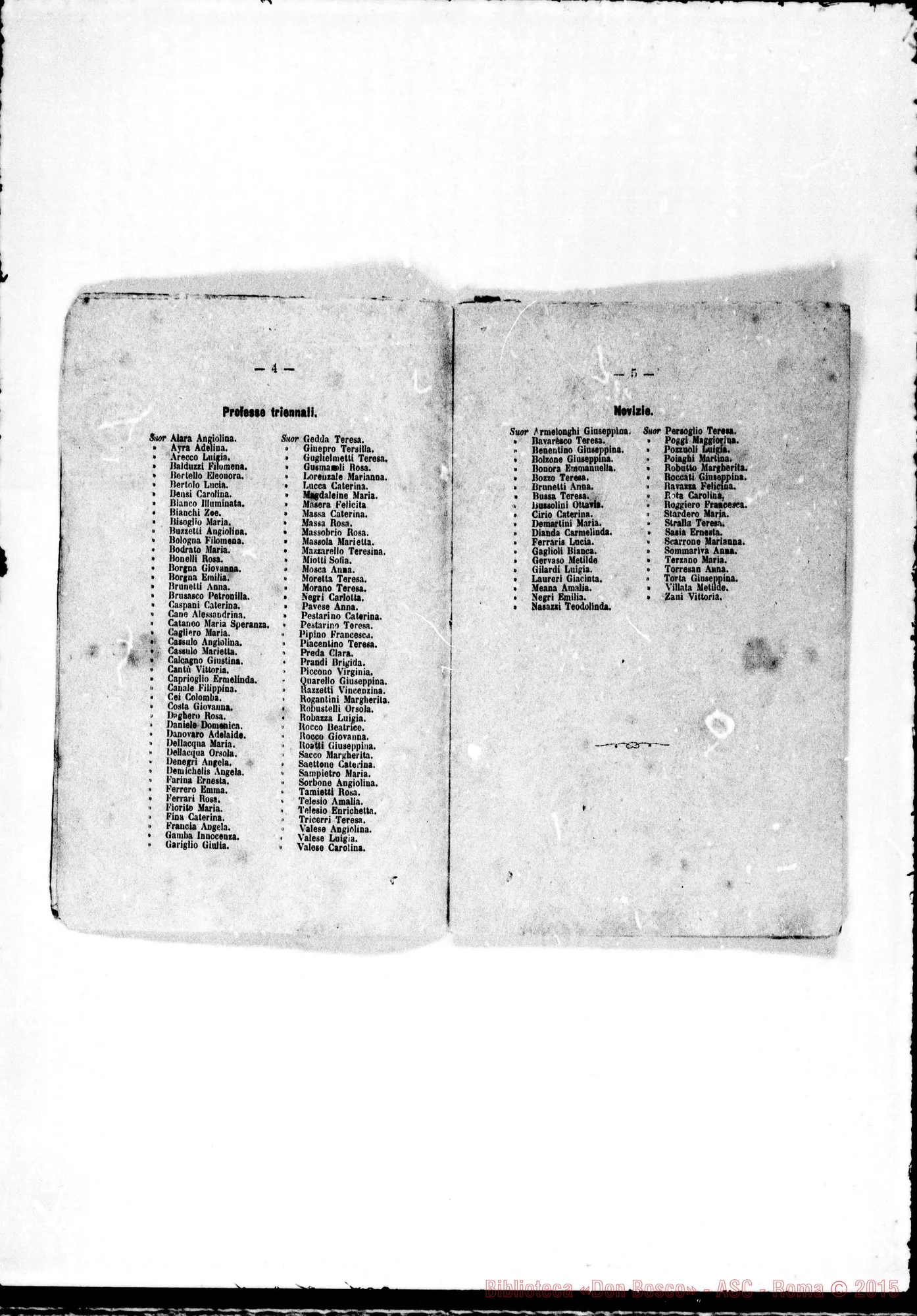 Fotogramma D 12 — Elenco stampato dell’anno 1878. «…Figlie di M.A. aggregate alla Soc. Salesiana»