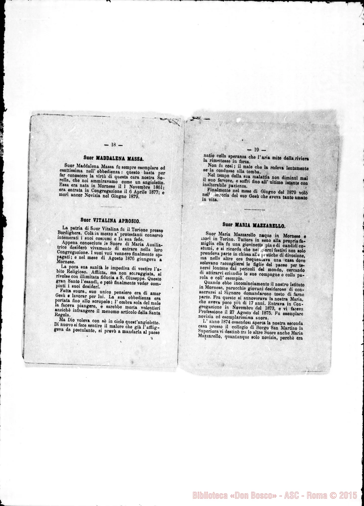 Fotogramma E 7 — Sorelle chiamate da Dio all’altra vita nell’anno 1879