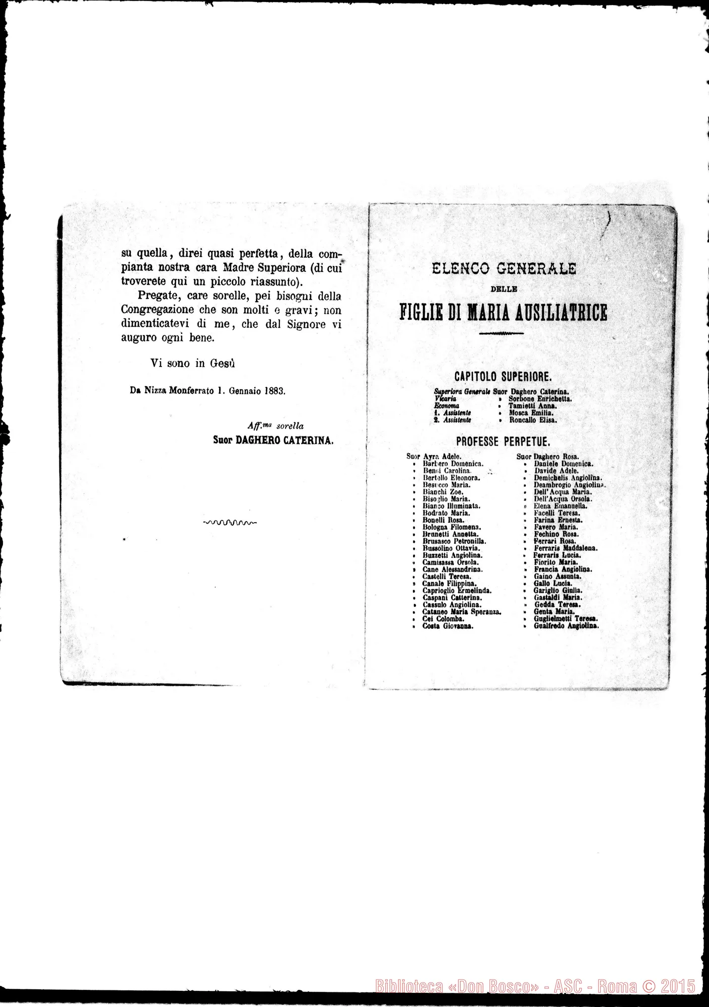 Fotogramma C 2 — Elenco dell’anno 1883. Stampato