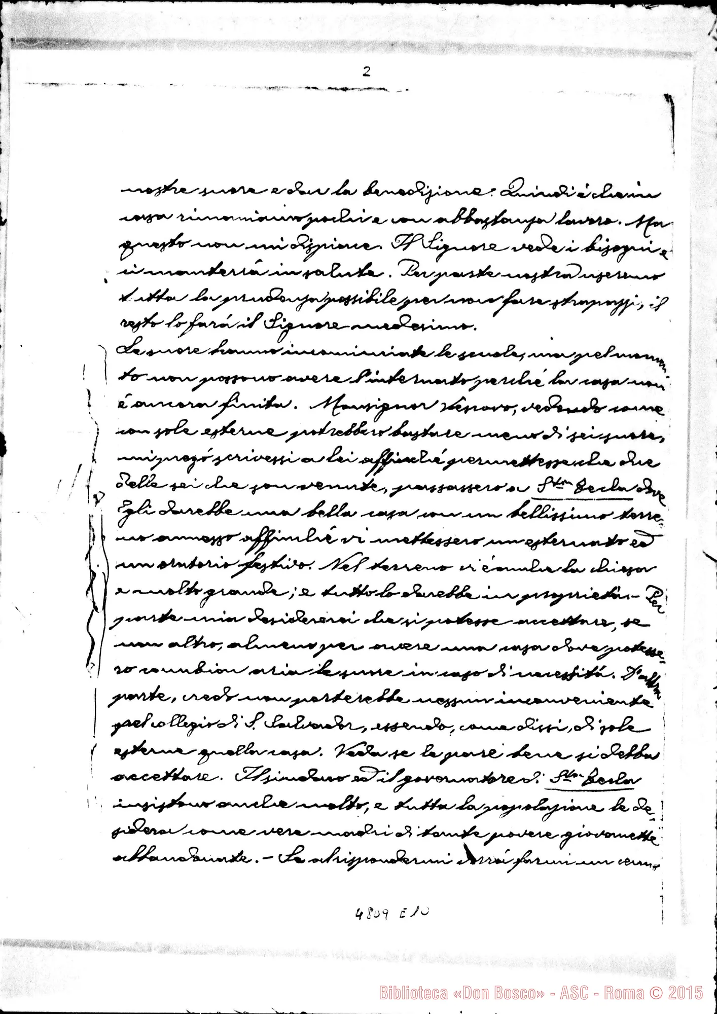 Fotogramma E 10 — Lettera di D. Misieri-D. Rua. Santa Tecla, 17-03-1903. Autogr. Rua. Fotocopia
