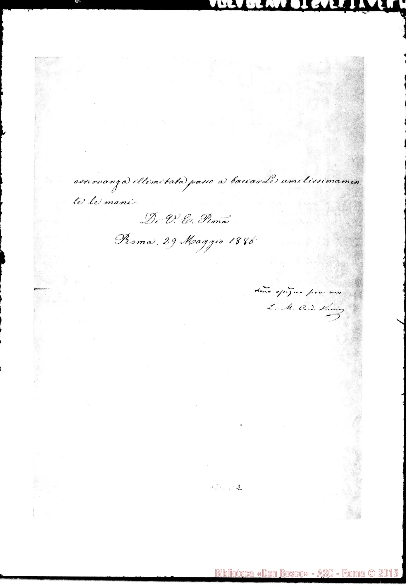 Fotogramma B 2 — Card. Parocchi-Card. Arciv. di Torino. Roma, 29-05-1886