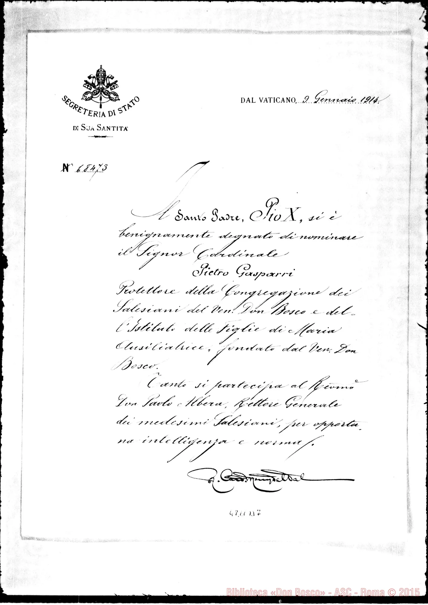 Fotogramma B 7 — Card. Merry del Vai-Don Albera Paolo. Roma, 9-01-1914