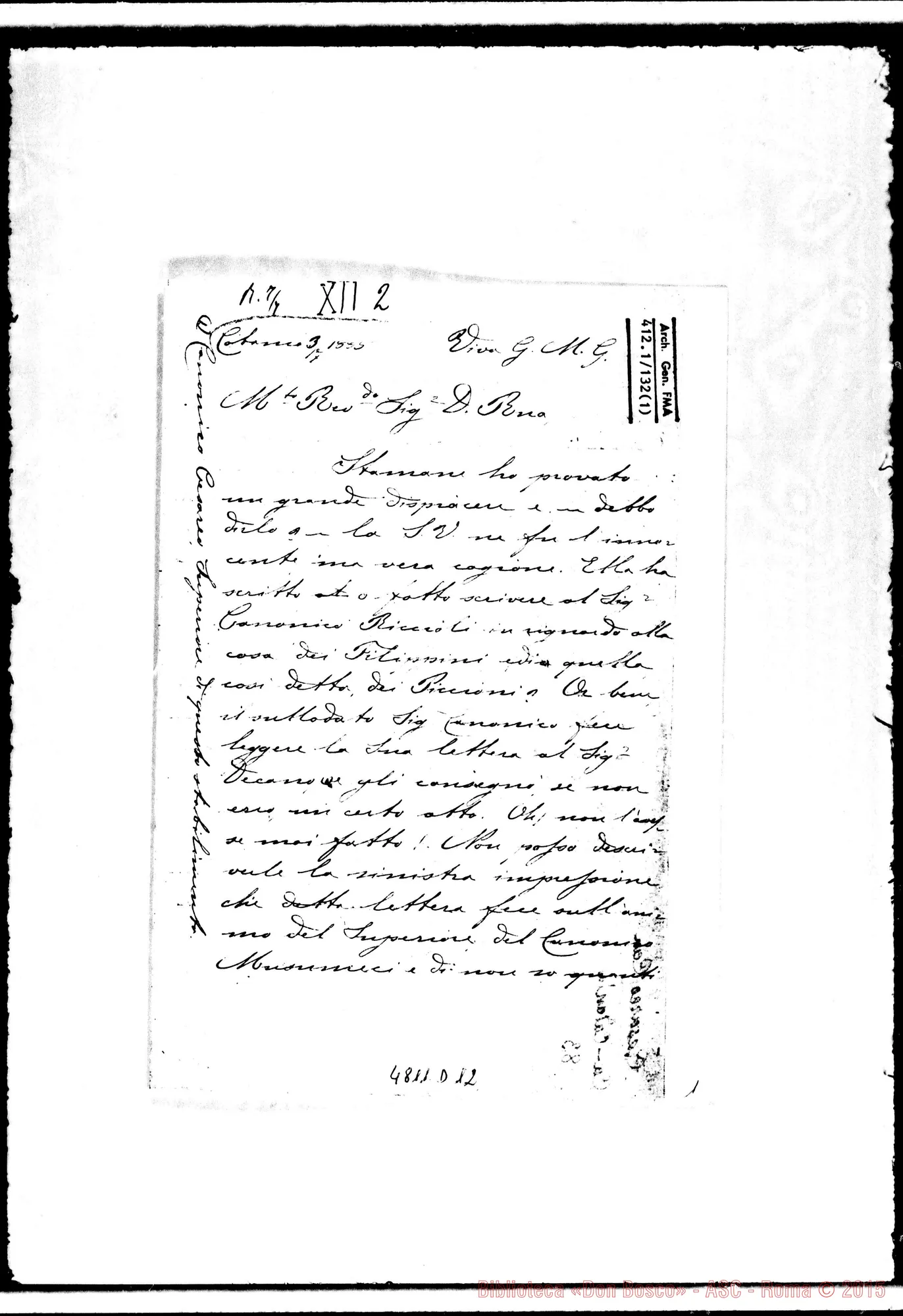 Fotogramma D 12 — Piccono Suor Virginia-Don Rua. Catania, 3-07-1885. Fotocopia