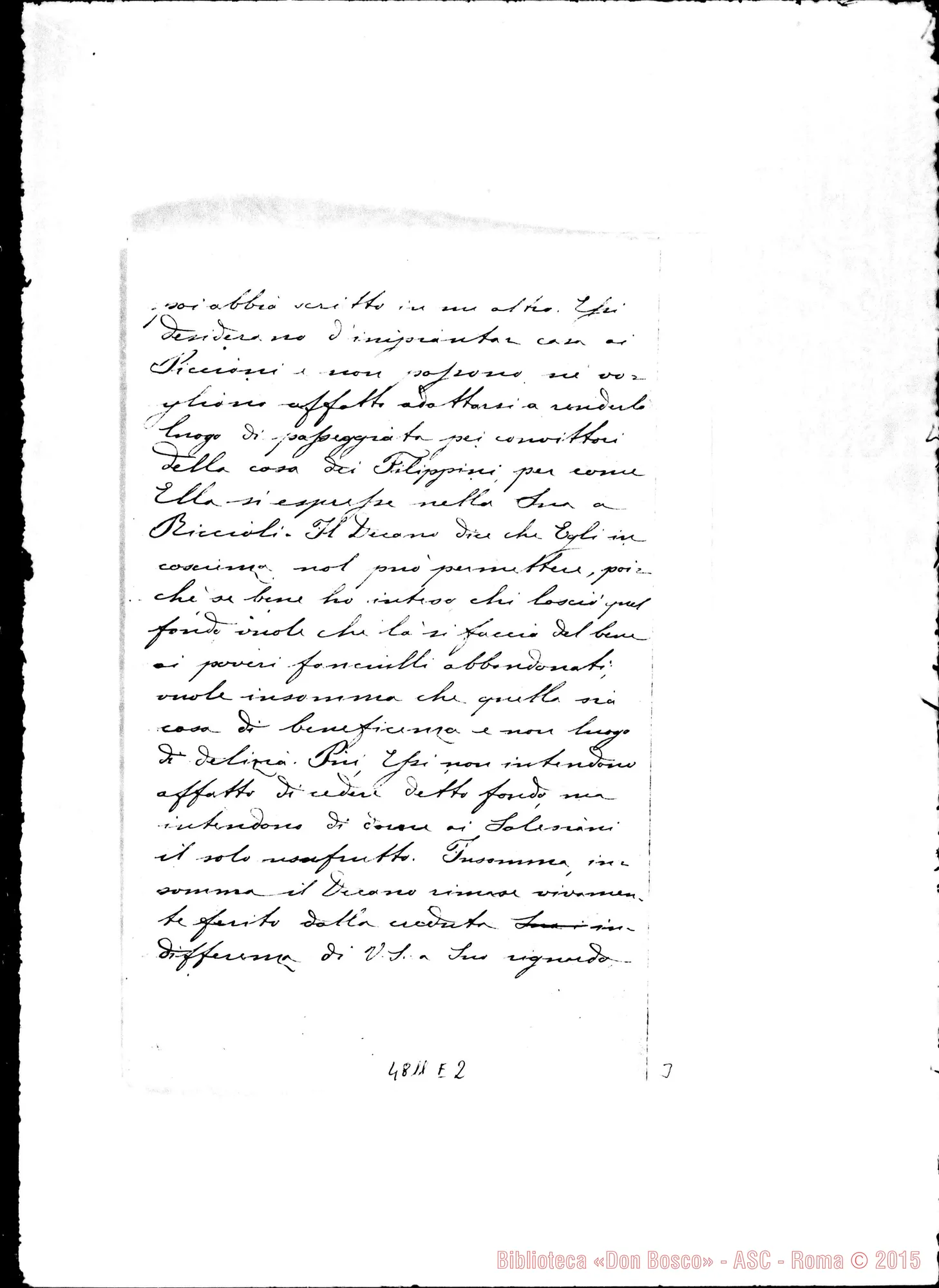 Fotogramma E 2 — Piccono Suor Virginia-Don Rua. Catania, 3-07-1885. Fotocopia