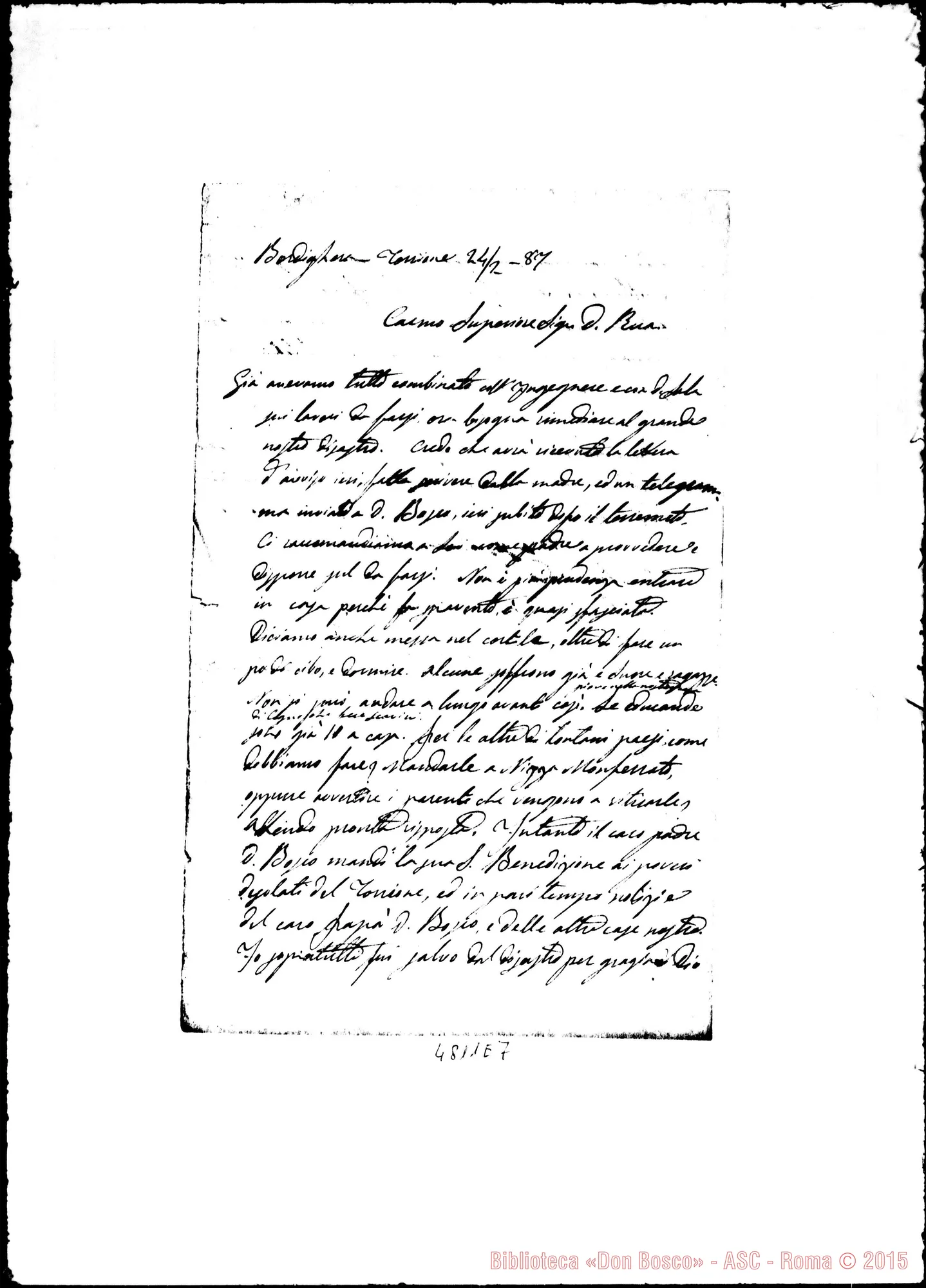Fotogramma E 7 — Porta Luigi, sac. SDB-Don Rua. Bordighera-Torrione, 24-02-1887. Fotocopia